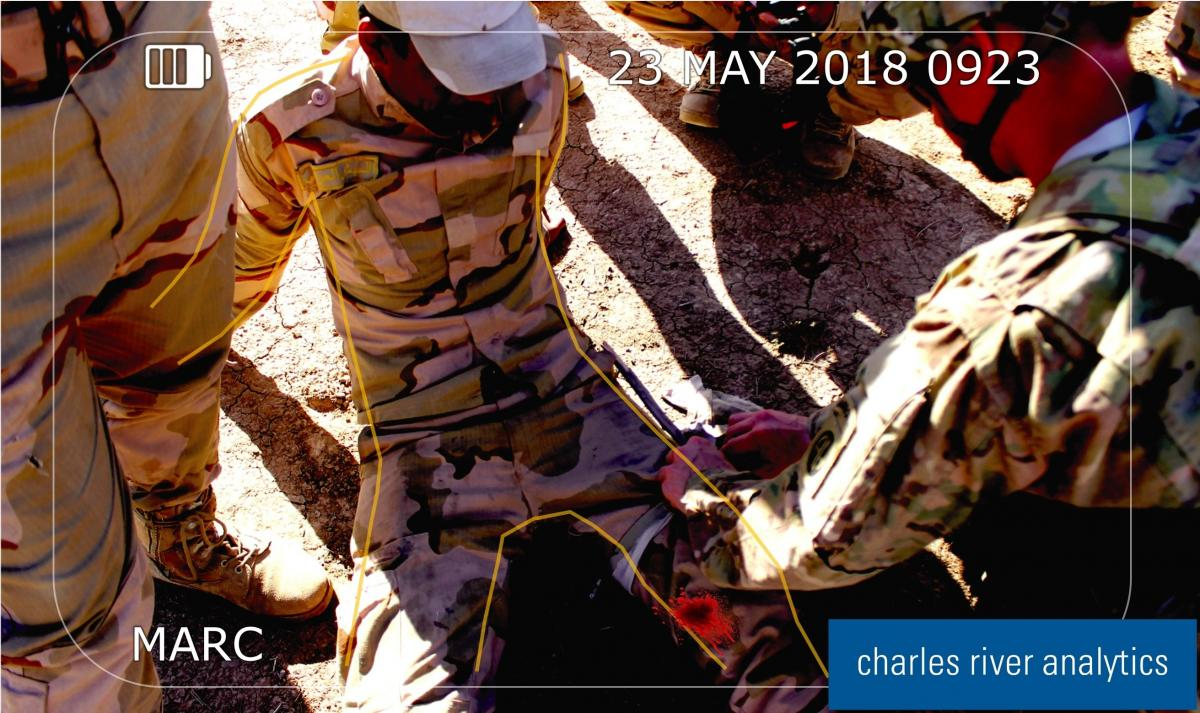 Images of soldiers using Charles River Analytics medical training software