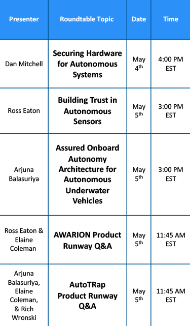 Image of AUVSI event schedule.