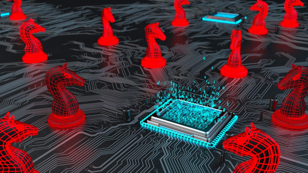 Chess Board with Computer Chip