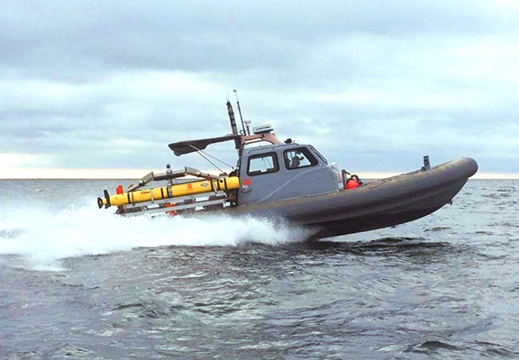 Rigid Hull Inflatable Boat (RHIB) used for Marine Testing
